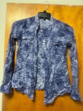 FANG Navy Tie-Dye Button-Up Jean Jacket